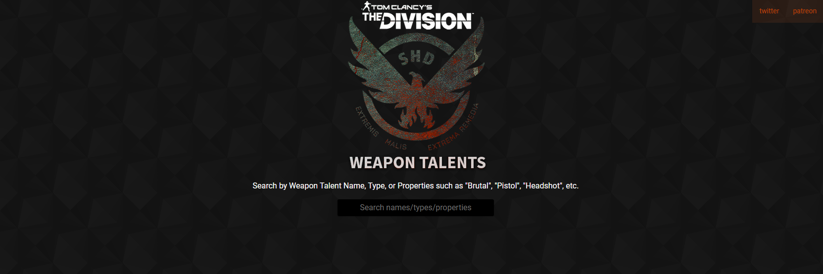 The Division Weapon Talents web app